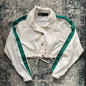 Zara Varsity Style Cropped Rain Jacket